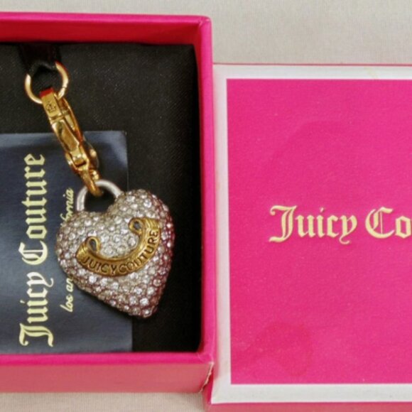 New Juicy Couture Puffed Pave Crystal Heart Charm YJRUSC42 With Original Box - Picture 3 of 4